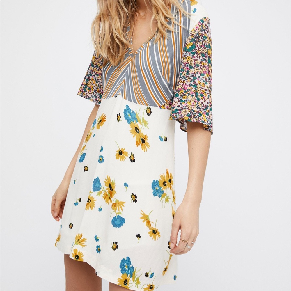 Free People Mix It Up Printed Mini Dress